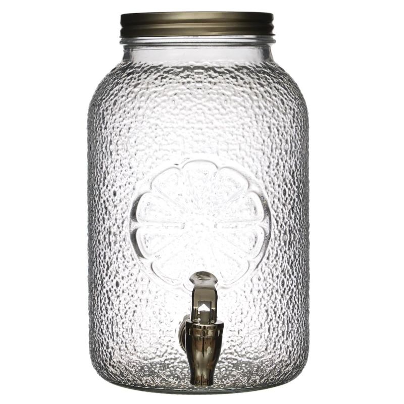 Distributeur à boisson 3,8L en verre décor citron avec robinet Distributeur à boisson 3,8L en verre décor citron avec robinet