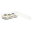 Boite de 12 couverts en plastique réutilisable au coloris vert, jaune et beige