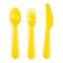 Boite de 12 couverts en plastique réutilisable au coloris vert, jaune et beige