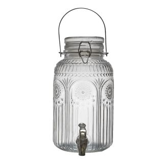 Distributeur à boisson 4L en verre décor vitraux avec robinet
