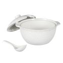 Service à soupe en céramique blanche avec soupière (2,7 L), louche et 6 bols (25 cl)