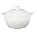 Service à soupe en céramique blanche avec soupière (2,7 L), louche et 6 bols (25 cl)