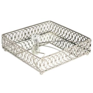 Porte-serviettes en verre avec structure en métal argenté