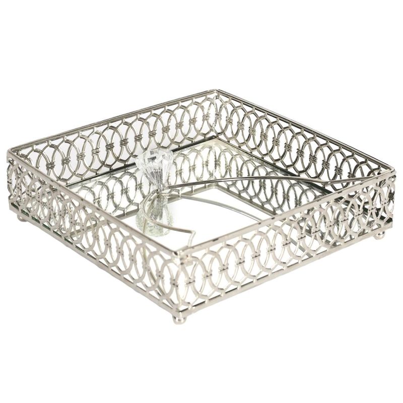Porte-serviettes en verre avec structure en métal argenté