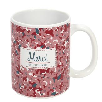Mug céramique avec fleurs roses et inscription “Merci pour cette année” (30 cl)
