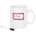 Mug XXL 80cl en céramique blanc avec message “Merci pour cette année” et feutre effaçable