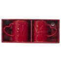 Set de 2 mugs rouges en céramique avec inscription “Amour” (30 cl)