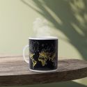 Mug thermoreactif XXL 70 cl en céramique noire avec carte du monde
