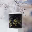 Mug thermoreactif XXL 70 cl en céramique noire avec carte du monde