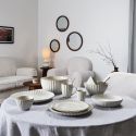 Set de 6 assiettes de présentation beiges en céramique (Ø32 cm)