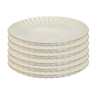Set de 6 assiettes plates beiges en céramique (Ø27cm)