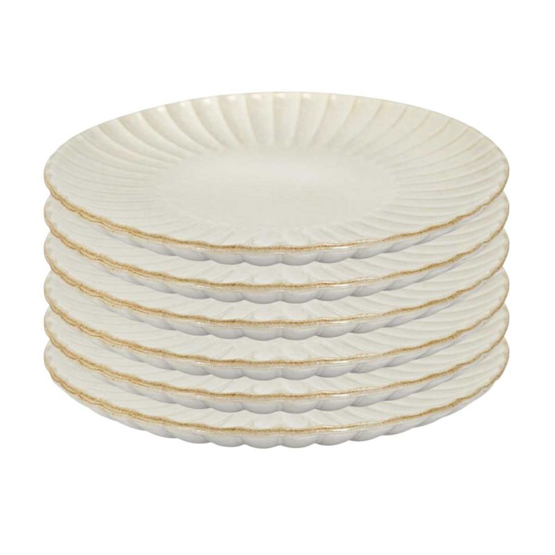 Set de 6 assiettes plates beiges en céramique (Ø27cm) Set de 6 assiettes plates beiges en céramique (Ø27cm)