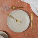 Set de 6 assiettes plates en céramique beige motif mandala (Ø27 cm)