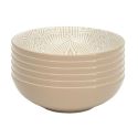 Set de 6 assiettes creuses en céramique beige motif mandala (Ø18,5 cm)