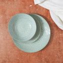 Set de 6 assiettes plates en céramique verte motif mandala (Ø27 cm)
