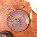 Set de 6 assiettes plates en céramique terracotta motif mandala (Ø27 cm)