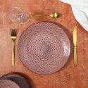 Set de 6 assiettes plates en céramique terracotta motif mandala (Ø27 cm)