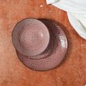 Set de 6 assiettes plates en céramique terracotta motif mandala (Ø27 cm)