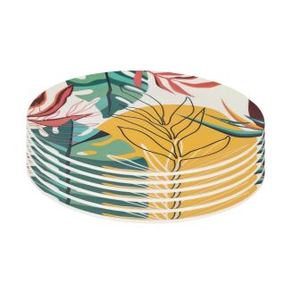 Set de 6 assiettes plates en plastique paradis exotique (Ø26cm)
