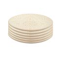 Set de 6 assiettes à dessert en céramique beige motif mandala (Ø19,5 cm)