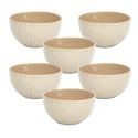 Set de 6 bols en céramique beige motif mandala (65cl)