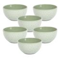 Set de 6 bols en céramique vert motif mandala (65cl)
