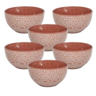 Set de 6 bols en céramique terracotta motif mandala (65cl)