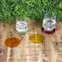 Set de 4 dessous de verre en acrylique rouge, orange, jaune et transparent (Ø10cm)