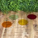 Set de 4 dessous de verre en acrylique rouge, orange, jaune et transparent (Ø10cm)