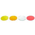 Set de 4 dessous de verre en acrylique rouge, orange, jaune et transparent (Ø10cm)