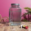 Distributeur à boisson 5L en verre bleuté avec robinet
