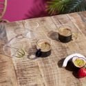 Set 4 tasses à expresso avec poignées colorées et support en fer noir