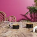 Set 4 tasses à expresso avec poignées colorées et support en fer noir