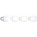 Set 4 tasses à expresso avec poignées colorées et support en fer noir