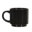Set 4 tasses unies en céramique (beige, marron, noir) et support en fer noir