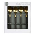 Set 4 cuillères à dessert inox doré manches noirs en plastique