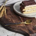 Set 4 cuillères à dessert inox doré manches noirs en plastique