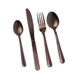 Ménagère 16 pièces en inox coloris cuivre