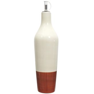 Huilier de 670 ml en céramique bicolore (blanc & terracotta)