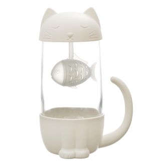 Mug kawaii chat avec infuseur en forme de poisson de 30 cl