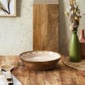 Saladier en bois de manguier avec motif mandala brun (Ø28 cm)