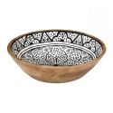 Saladier en bois de manguier avec motif mandala noir (Ø28 cm)