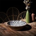 Saladier en bois de manguier avec motif mandala noir (Ø28 cm)