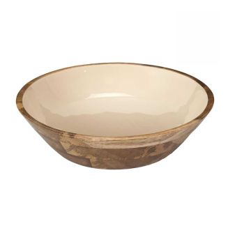 Saladier en bois de manguier uni beige (Ø28 cm)