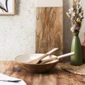 Saladier en bois de manguier uni beige (Ø28 cm)