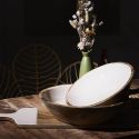 Saladier en bois de manguier uni beige (Ø28 cm)