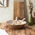 Saladier en bois de manguier avec motif mandala brun (Ø33cm)
