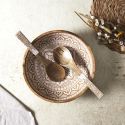 Saladier en bois de manguier avec motif mandala brun (Ø33cm)