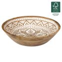 Saladier en bois de manguier avec motif mandala brun (Ø33cm)