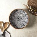 Saladier en bois de manguier avec motif mandala noir (Ø33cm)